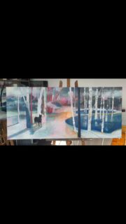 Ce n est pas encore le printemps dans mes peintures 😏#artcontemporain #peinturealhuile #hiver #loup